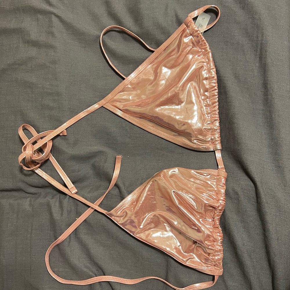 Shiny Pink Bikini Top
